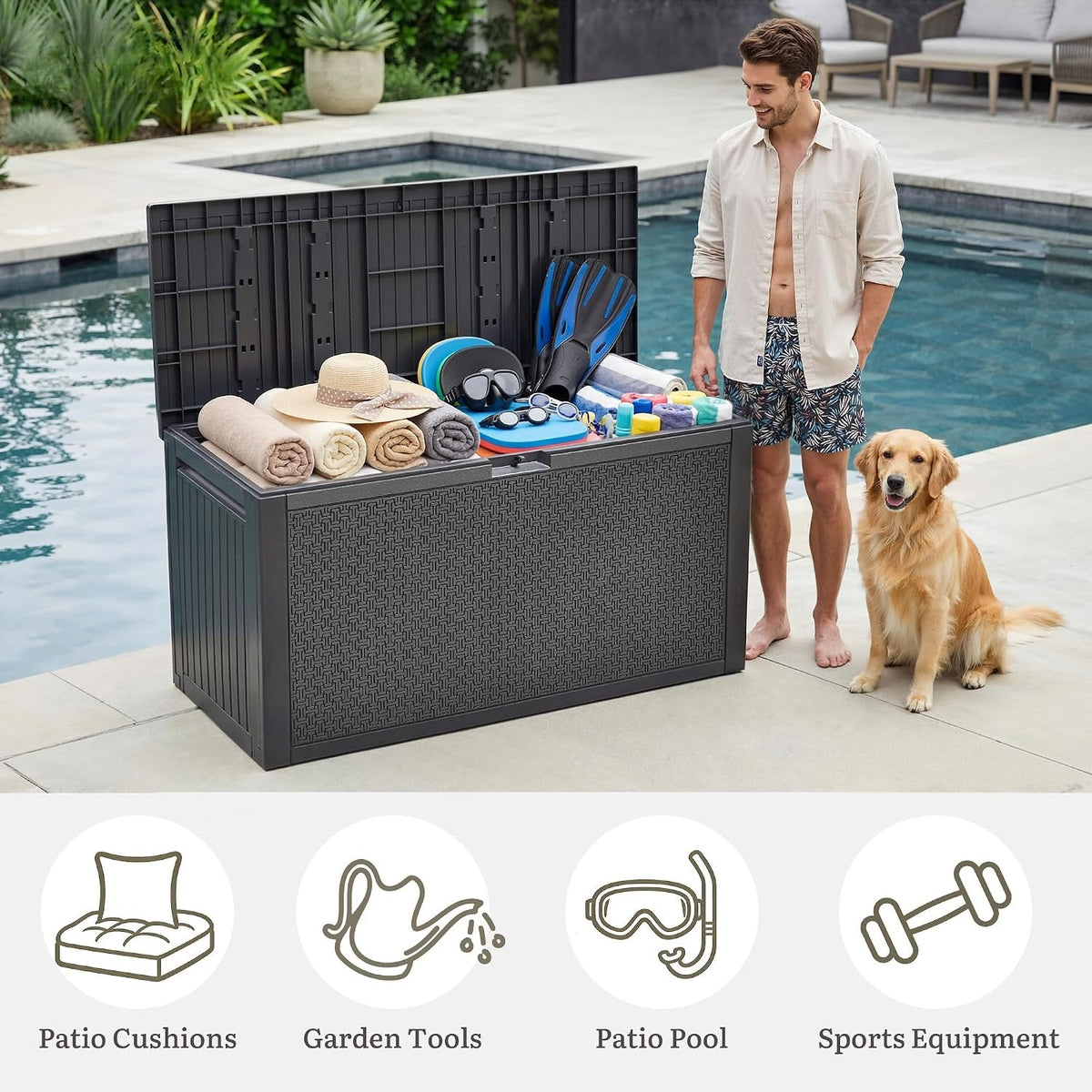 Gallon Resin Outdoor Storage Deck Box