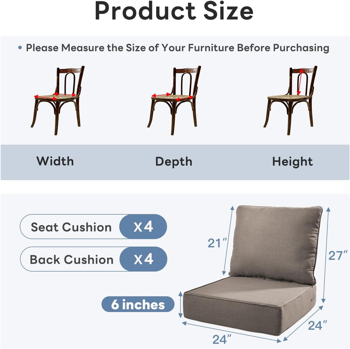 Thick Waterproof Patio Chair Cushions